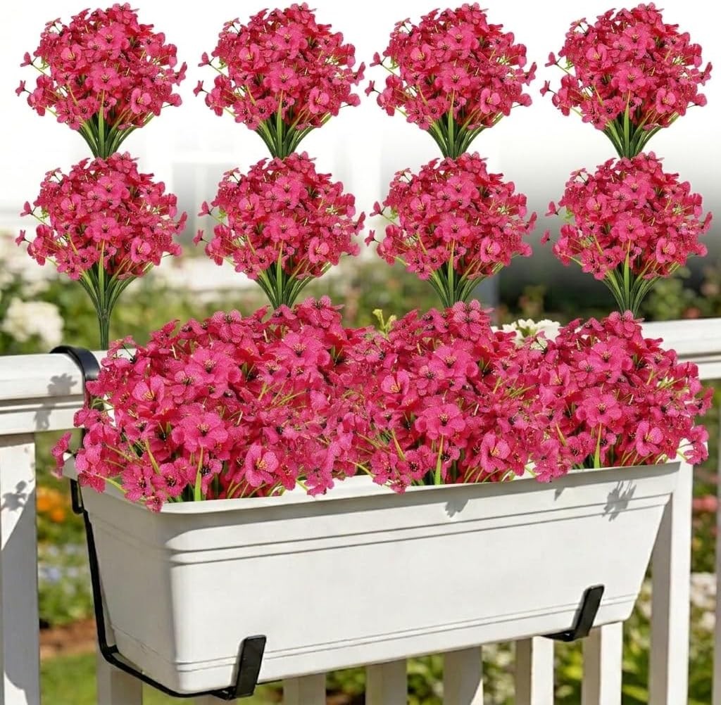 24 Bundles UV Resistant Artificial Flowers, Outdoor Indoor Orange Decor