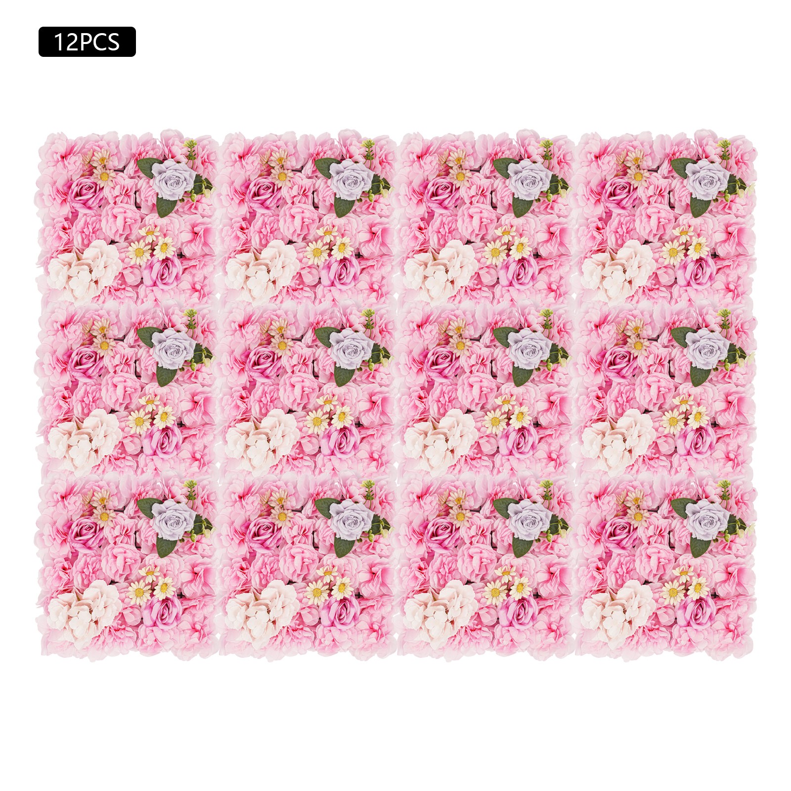 12 Pcs Artificial Flower Wall Panels, Artificial Flowers Wall Panel for Wedding