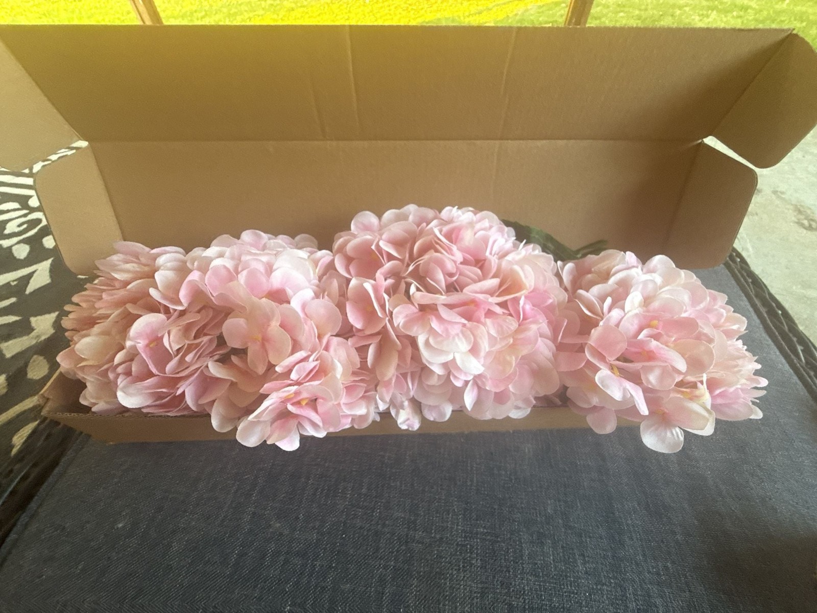 Artificial Light Pink Silk Hydrangea Flower Stems Set
