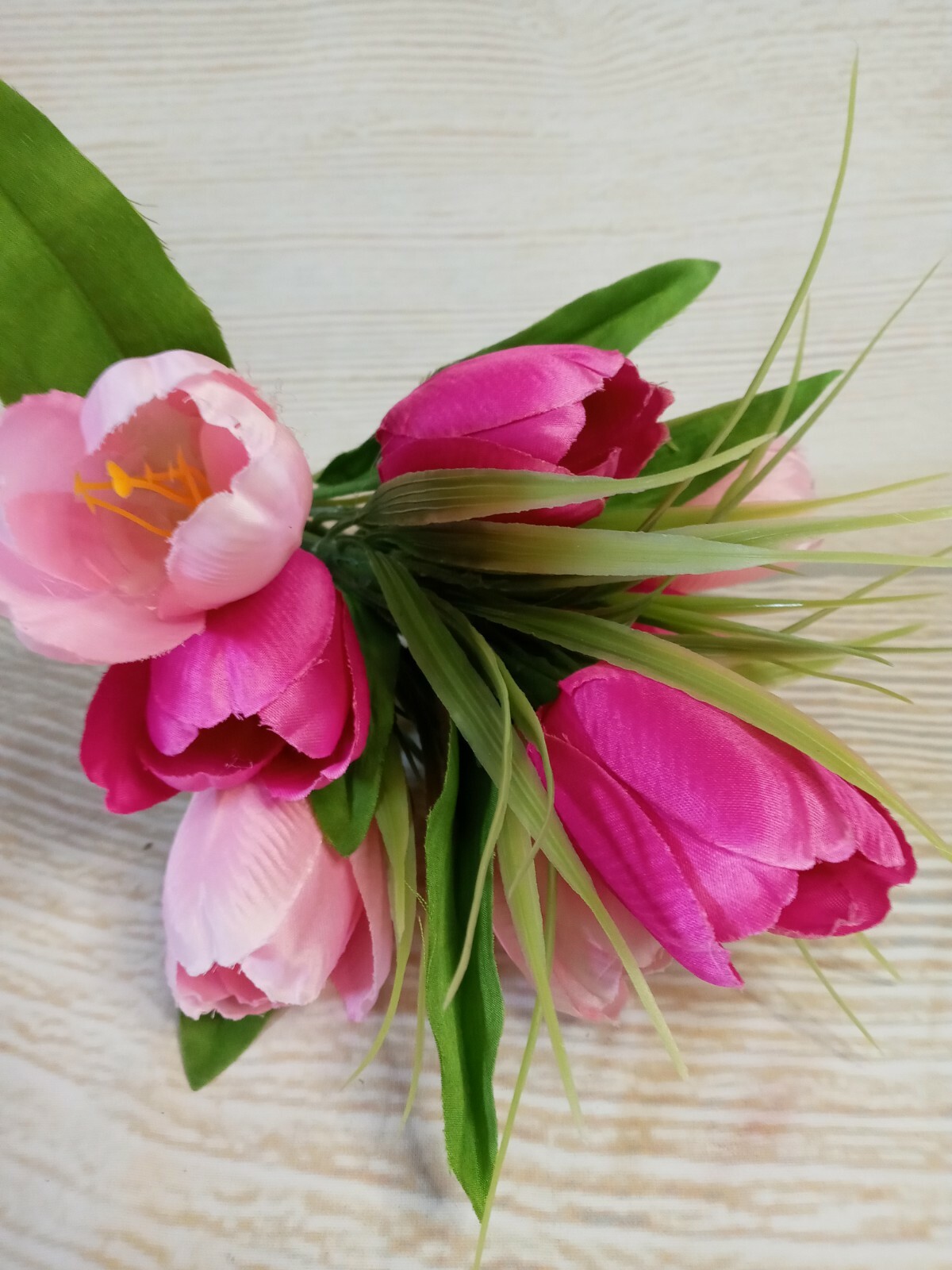 New! Spring Tulips Artificial Flower Bushes Decor Pink Crafts Wreath Vase Floral