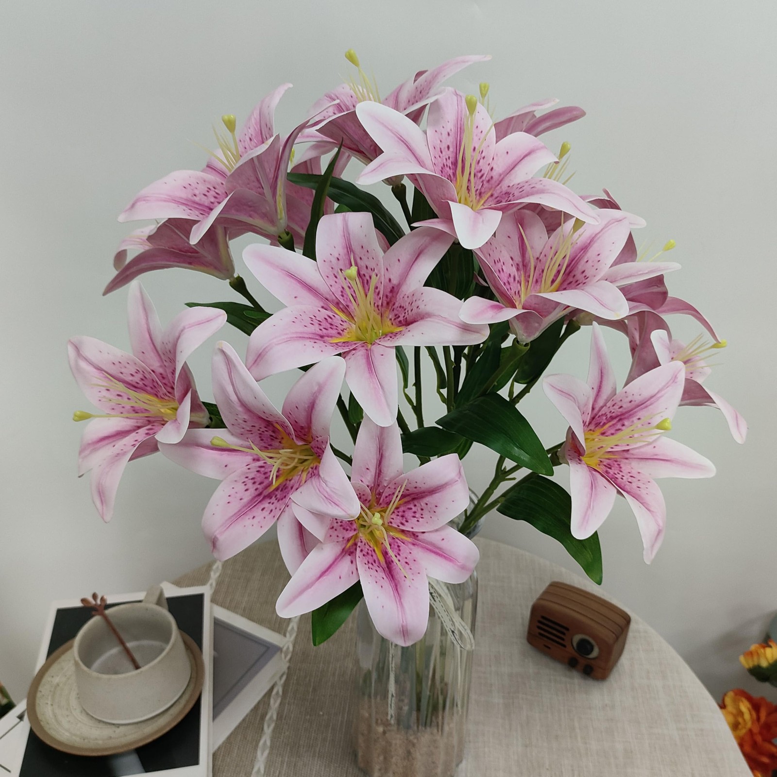Light Purple Lillies Artificial Flowers, 6 Pcs Faux Lily Flowers,23 Inch Long…
