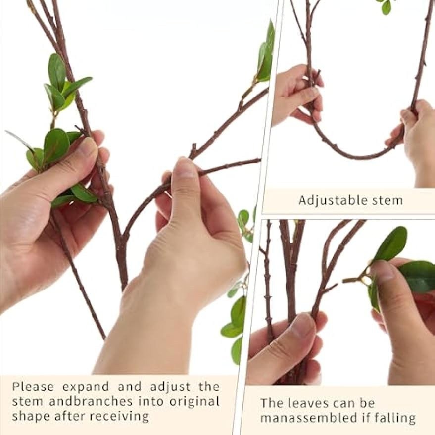 4Pcs Realistic Artificial Greenery Stems – 43″ Faux Branches for Vase