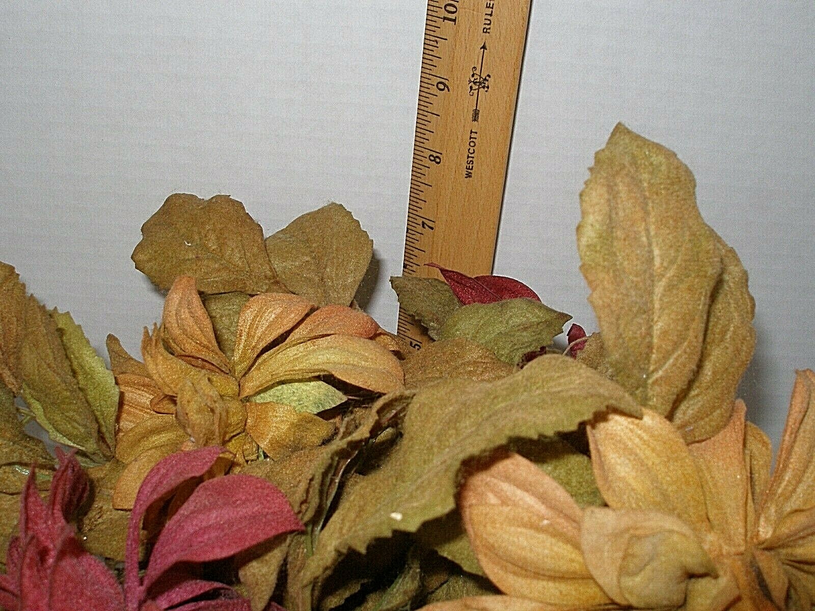 Pailr of Planters with Silk Flower Arrangements Fall Colors Burgundy Mustard New