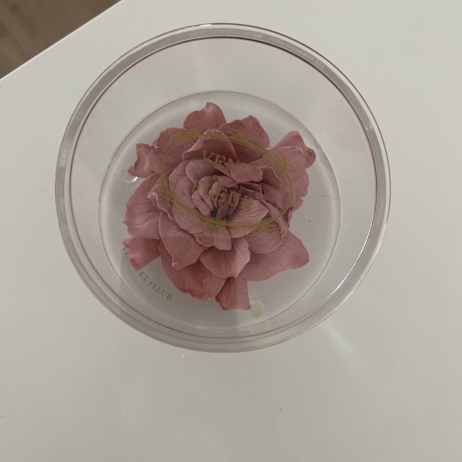 VENUS ET FLEUR | Le Clair Quinze Acrylic Circle Box W Single Eternity Pink Rose