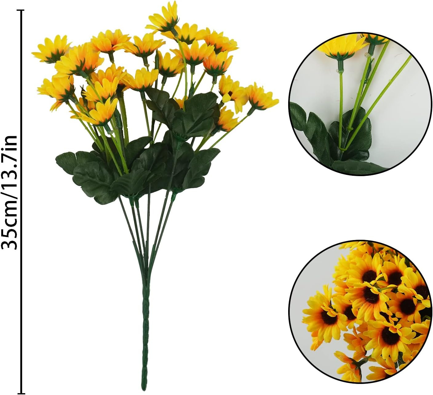 6 Bundles Artificial Sunflowers Daisy Mums UV Resistant for Home Wedding Garden