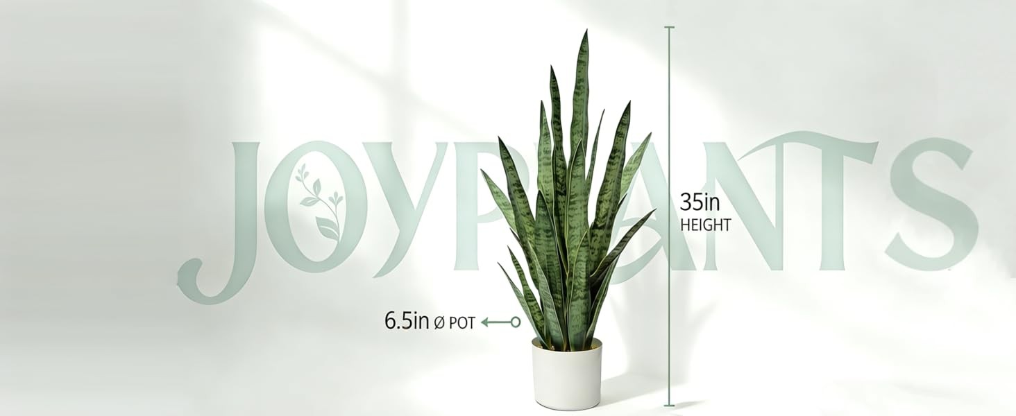 Fake Snake Plant, 27in Artificial Plant with White Pot Realistic Leaves, Low
