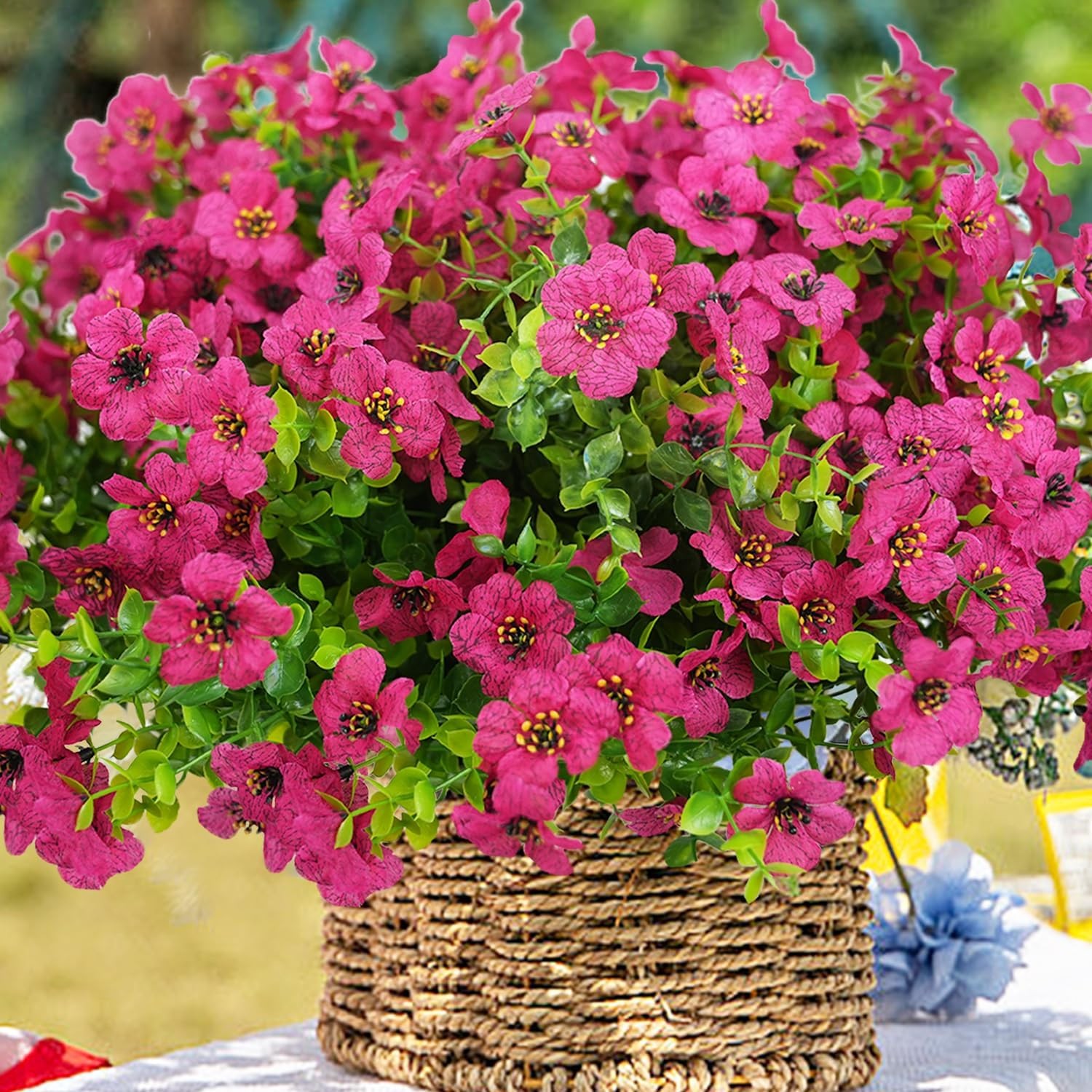 20 Bundles Artificial Flowers, UV Resistant Faux Silk Outdoor Planter Decor