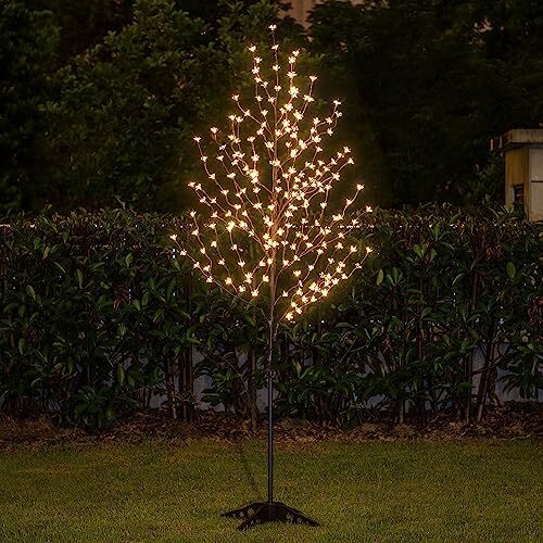 6.5 feet 208L LED Lighted Cherry Blossom Tree, Warm White, 6FT Warm White