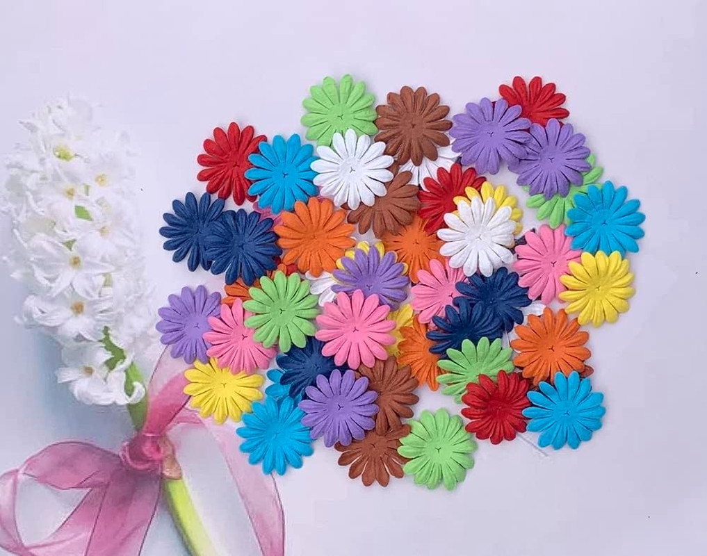 Artificial Flowers 100 Pcs Handmade Mulberry Paper Daisy Petals 40X40Mm Mulberry