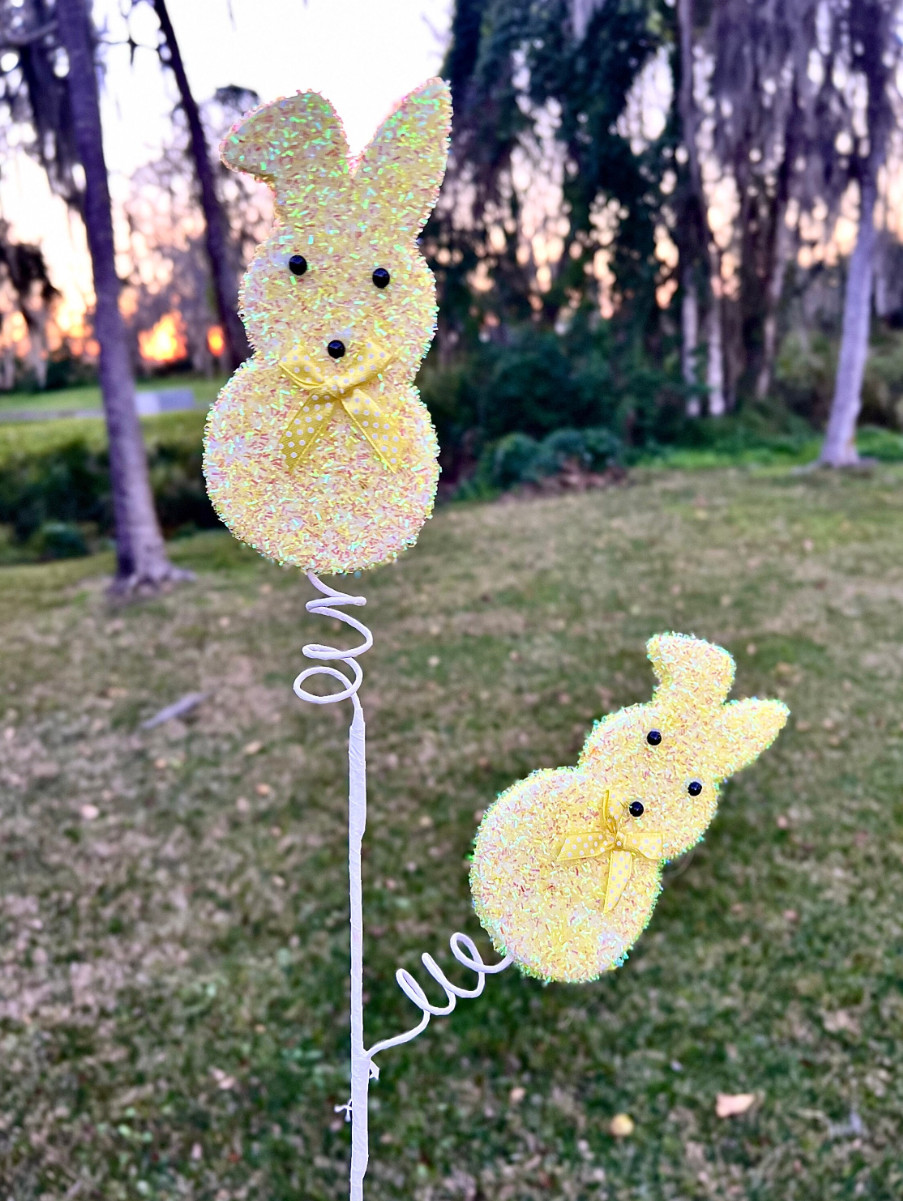 Sugared Bunny Peeps Spray Set of 3 Picks 27 Inch Easter Decor Spring Decor Craft