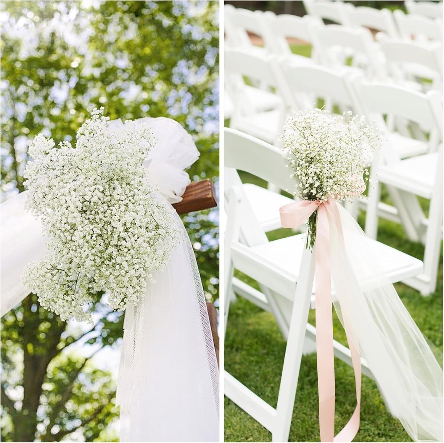 54Pcs Baby Breath Artificial Flowers Gypsophila Faux White Flowers Wedding Decor