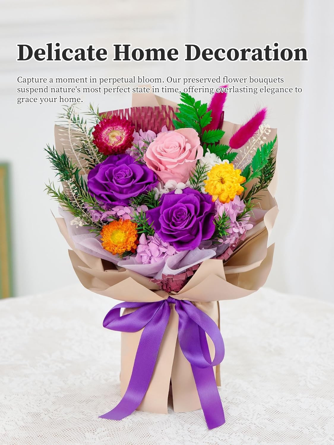 Forever Flowers Gifts for Her, Valentines Day Preserved Flowers Bouquet Birthday