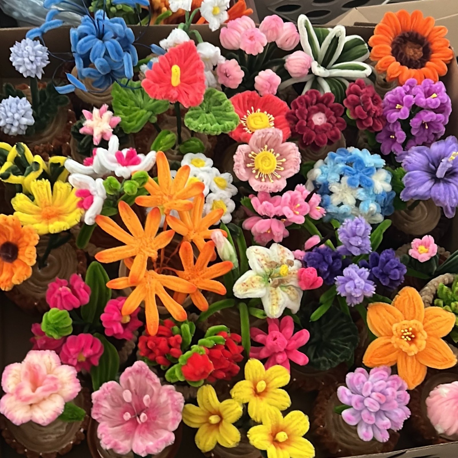 Fuzzy Wire Flower in a Pot, Pipe Cleaner Flower a flower of your choice