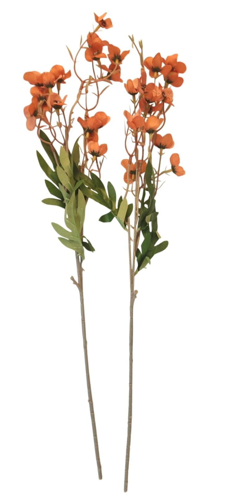 Terracotta Coral Dogwood Stems Faux Wax Flower Burnt Orange Floral Fall Decor 24