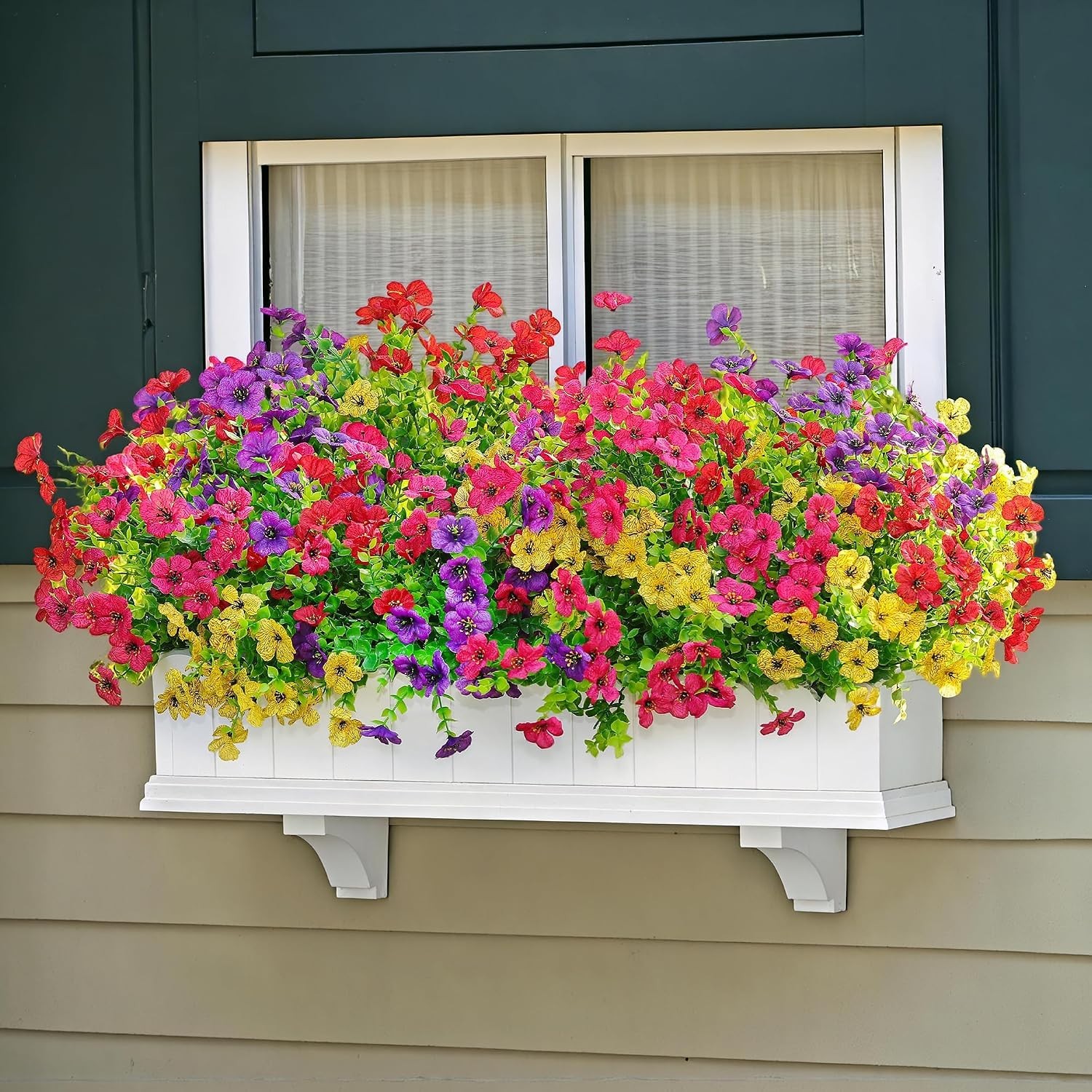 Vibrant 16-Pack Artificial Flowers – UV Protected for Stunning Garden Displays