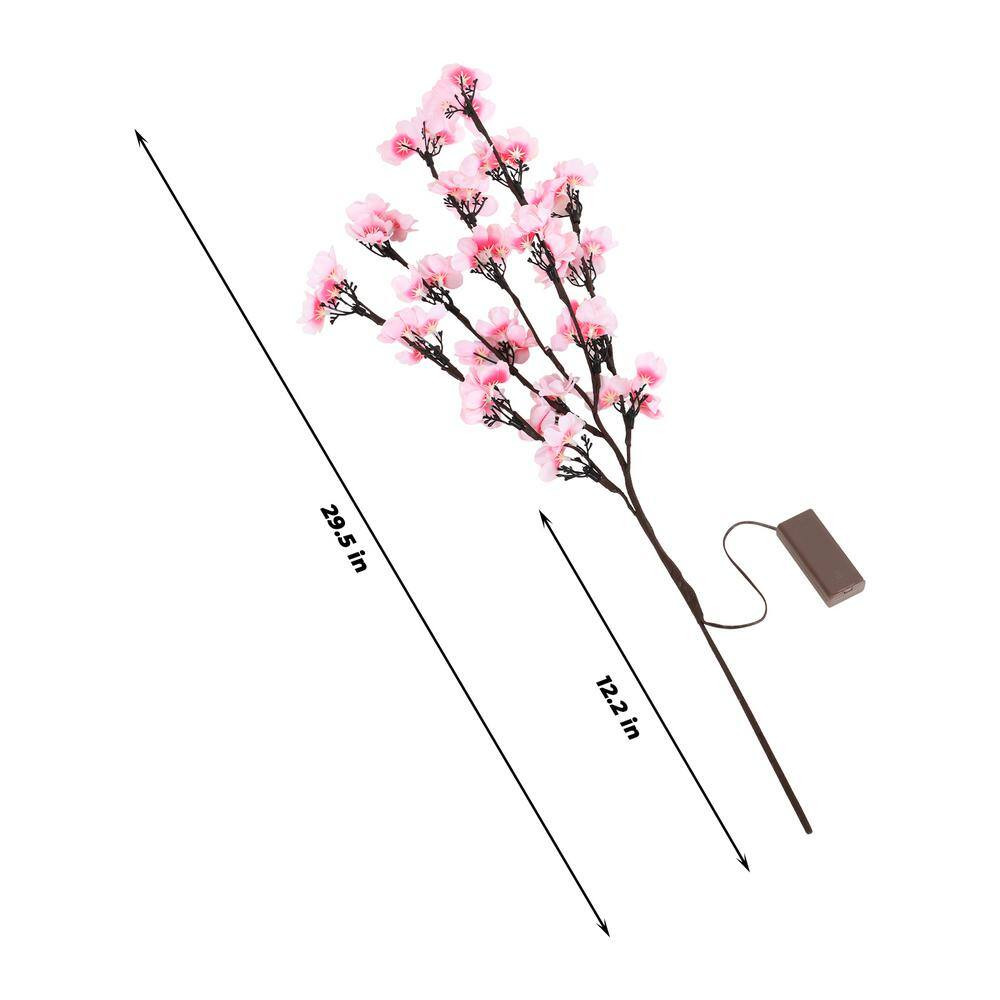 30 In. Pink Artificial Plum Blossom Lights Home Decoration 2Pcs Set Individual F