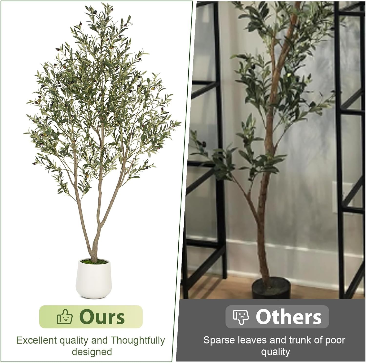 Artificial Olive Tree 7FT Tall Faux Plant with White Planter Indoor Decor