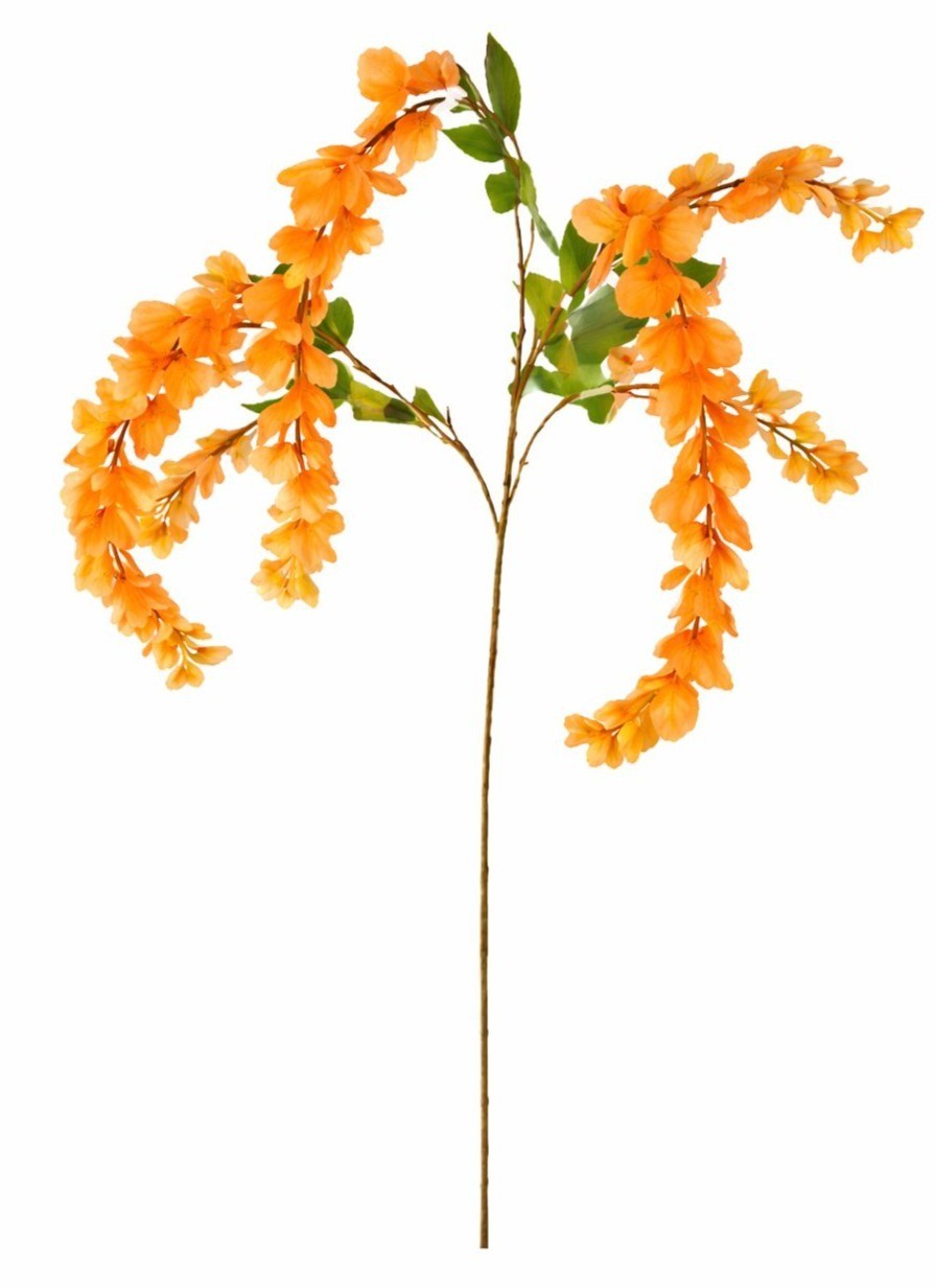 Orange Wisteria Stem 43 Inch Artificial Hanging Flowers Tangerine Silk Wisteria