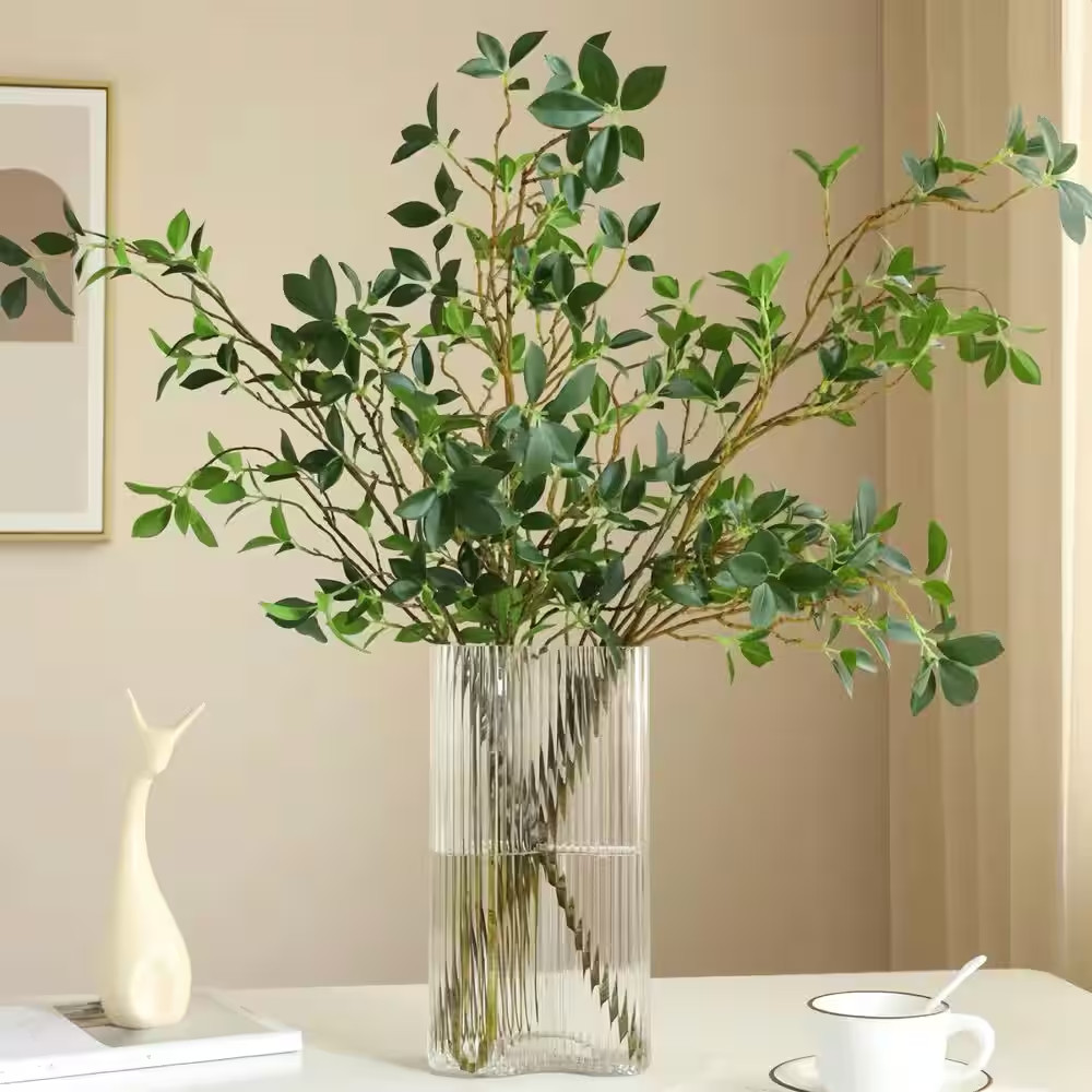 27 In. Green Artificial Ficus Tree Branches Foliage for Vase Fillers Home Office
