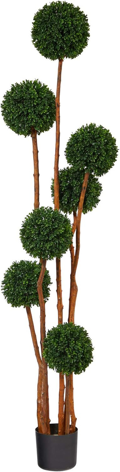 6Ft. UV Resistant Boxwood Ball Topiary Tree – Indoor/Outdoor Natural Trunk