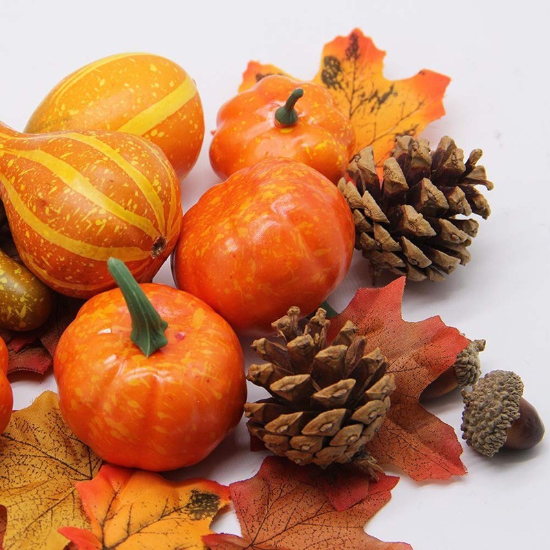 Harvest Decorations Props Artificial`Mini Pumpkin Gourd Berries Maple Leaf