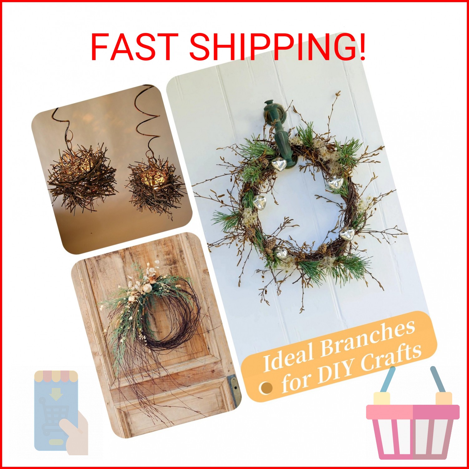 30Pcs Real Dried Birch Twigs – 16” Decorative 100% Natural Birch Branches for Ea
