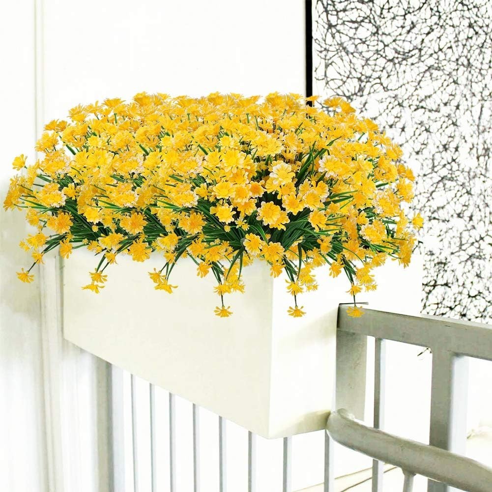Lifelike Yellow Daisies – 4 Bundles of Durable Faux Flowers for Every Occasion