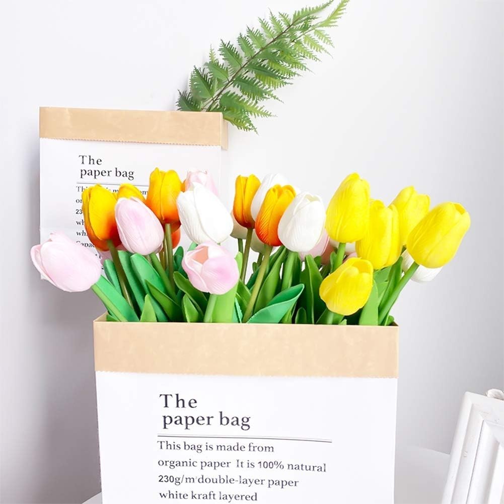 Vivid 24-Pc Faux Tulip Set – Washable, Waterproof Floral Decor for Home & Office