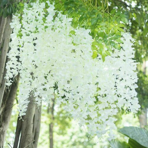 12PCS Artificial Fake Wisteria Vine Ratta Hanging Garland Silk Flowers Decor
