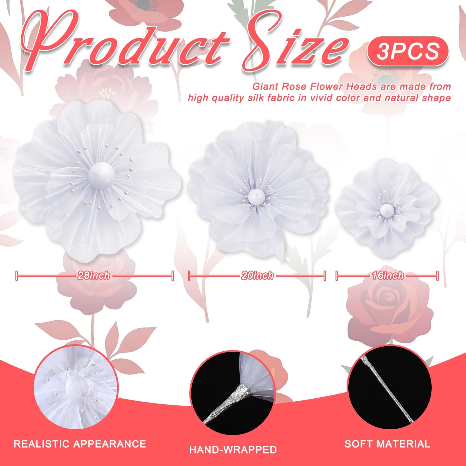 Giant Artificial White Daisy Flowers Wedding Home Party Decor 12/16/20 Inch