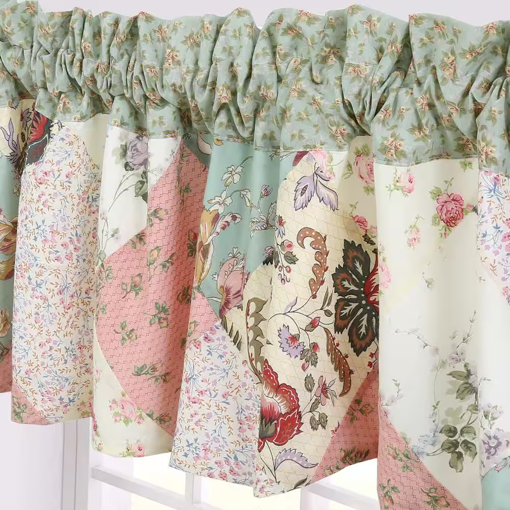 Floral Vine Country Cottage Flower Garden Patchwork Straight Multi-Color Pink Bl