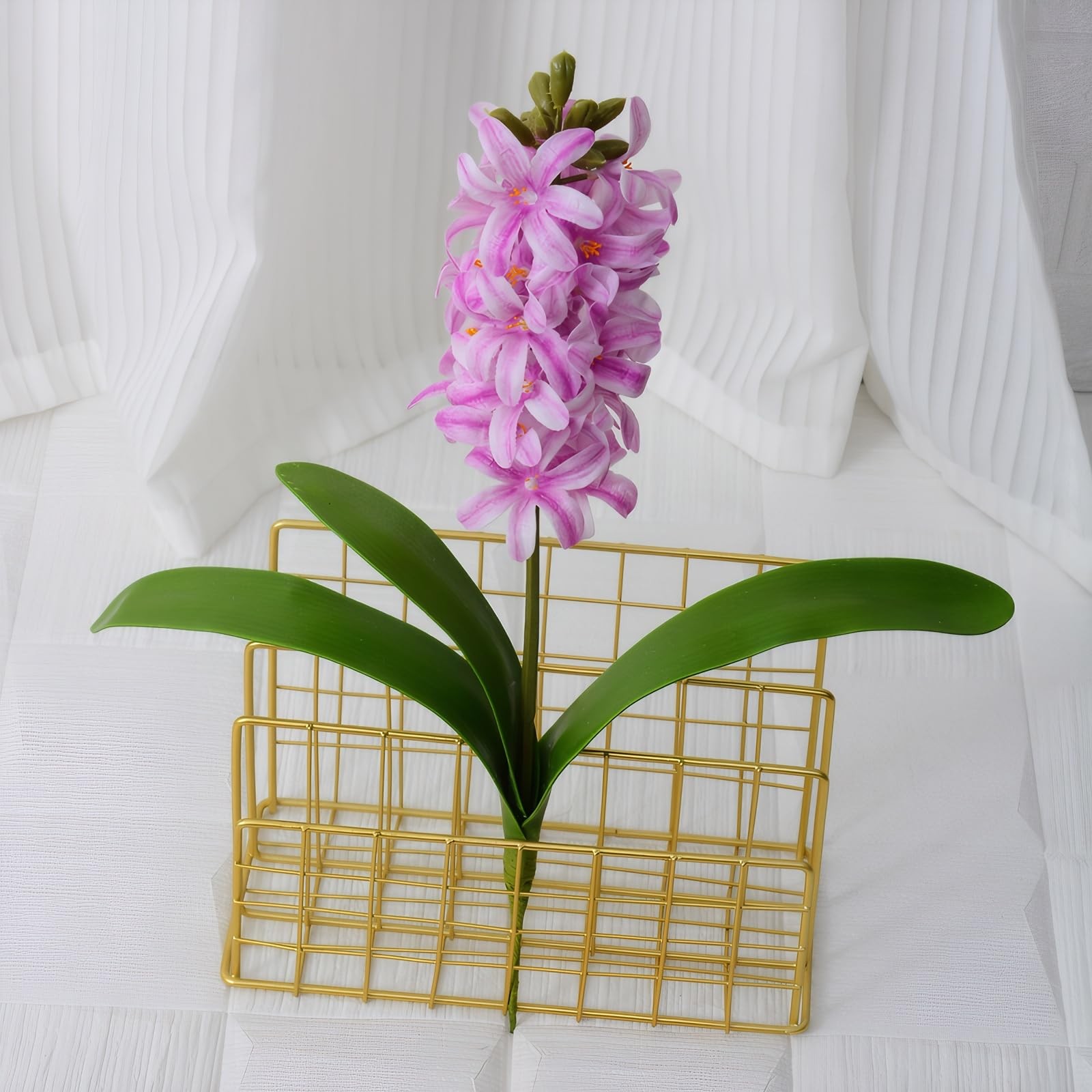 2pcs Artificial Hyacinth Hydrangea Flowers 16″ Real Touch Purple Fake Hyacint…