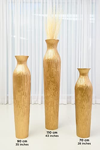 Large Home Decor Floor Vase – Wooden 26 inch Tall Farmhouse 26 inches Gold