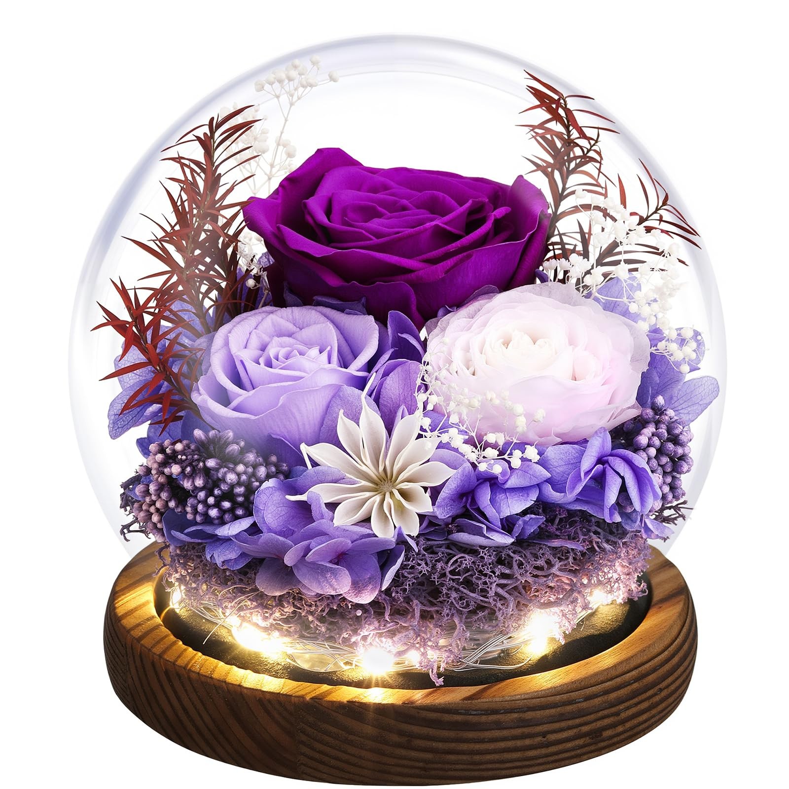 Mother’s Day Eternal Rose Gifts for Mom, Preserved Real Rose in Glass Dome with