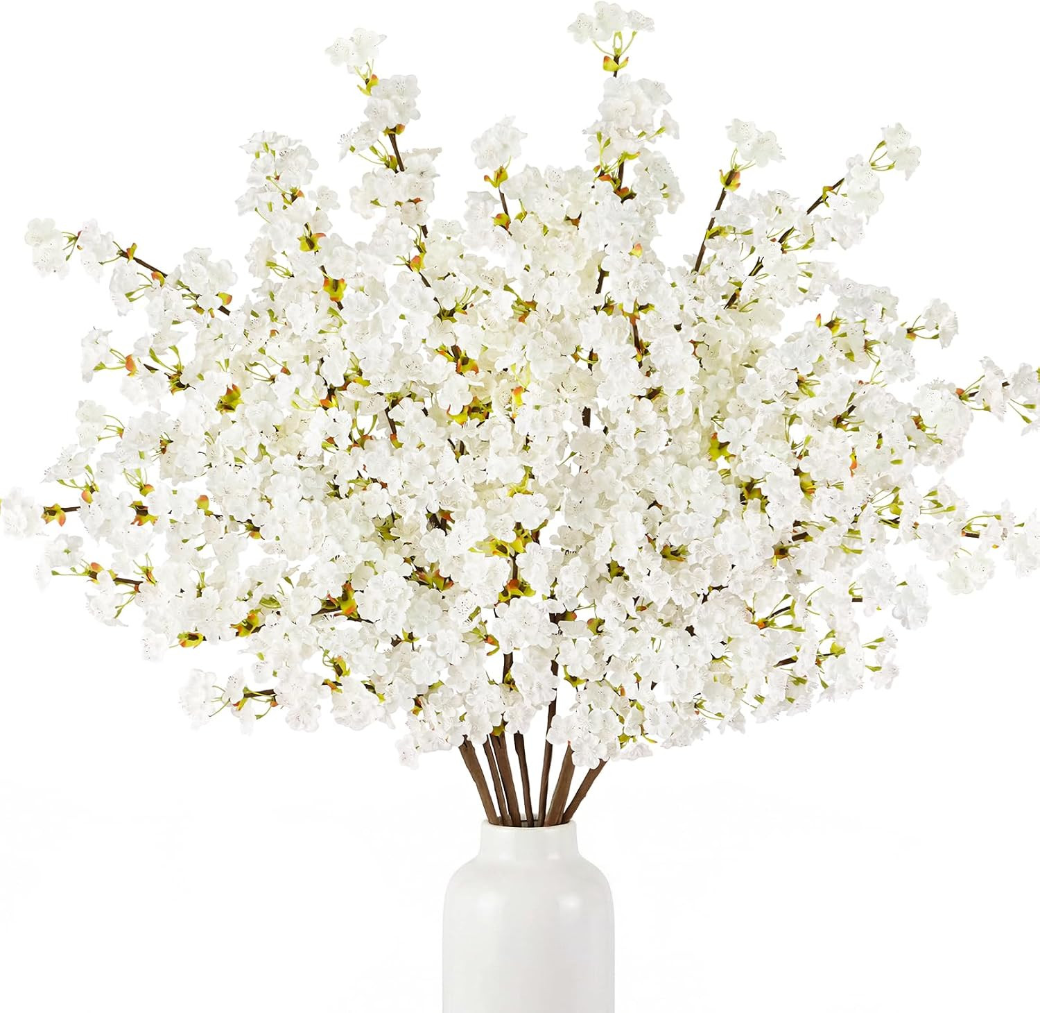 24Pcs Silk Cherry Blossom Branches, 39.3In Artificial Cherry Blossom Tree Stems,