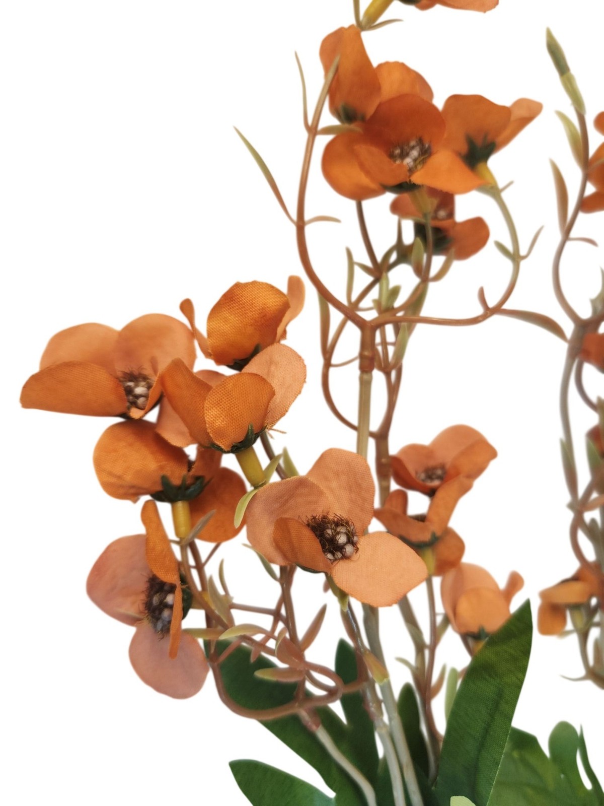 Terracotta Coral Dogwood Stems Faux Wax Flower Burnt Orange Floral Fall Decor 24