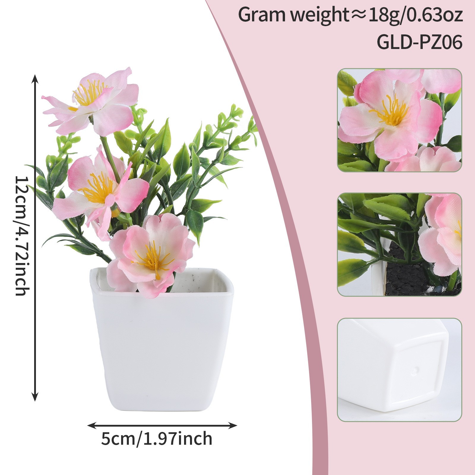 Potted Fake Featuring Peach Blossoms for Indoor Table Shelf Decor Pink