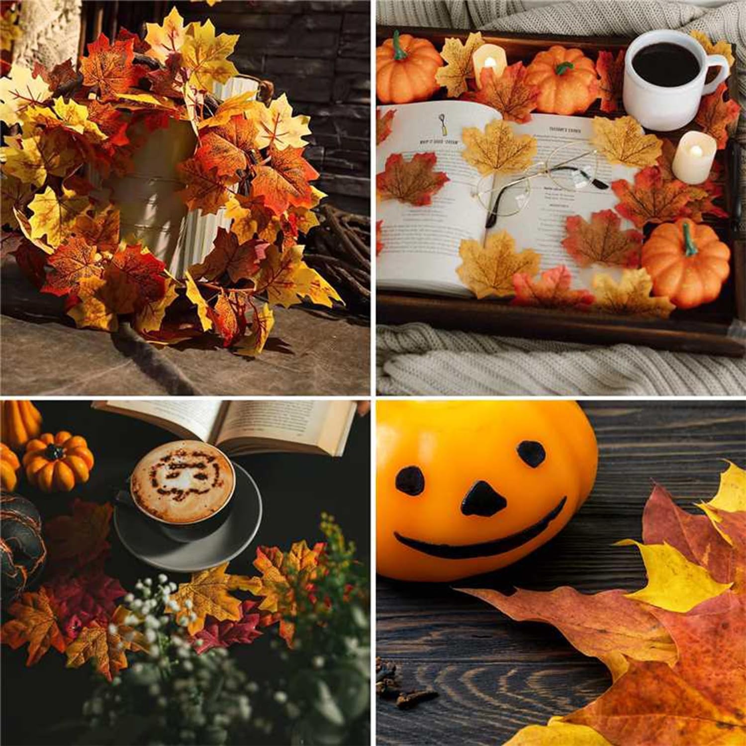 Fake Fall Leaves 100 Pcs Artificial Maple Leaves Decor Fake Fall Leaves for Scra