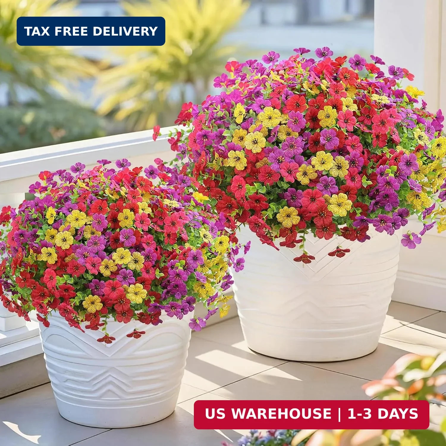 12 Bundles Artificial Flowers for Outdoor Indoor UV Resistant Fake Plants Silk F