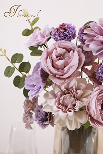 Purple Silk Flower Combo – Dahlia & Roses Mix for DIY Wedding Bouquets, Baby Sho