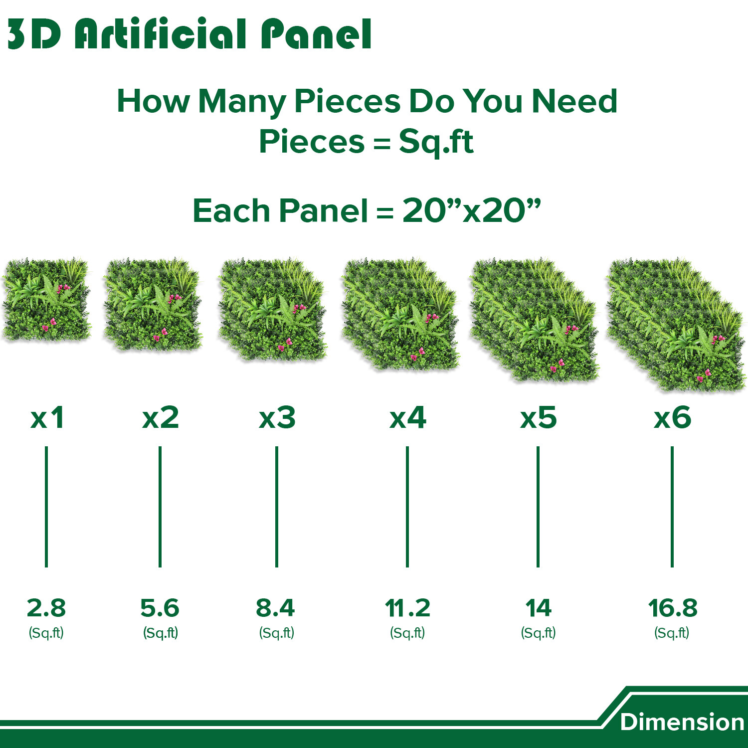 20″ Artificial Grass Mats 3D Mixed Plant Wall Hedge Decor For Home Festival #12