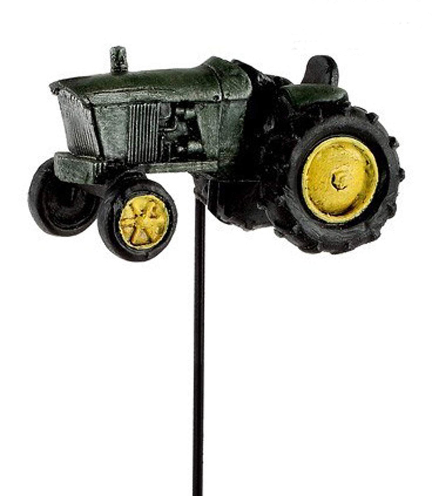 Tractor 2.25 Inch Black Green and Yellow Resin Mini Floral Plant Pick for Sma…