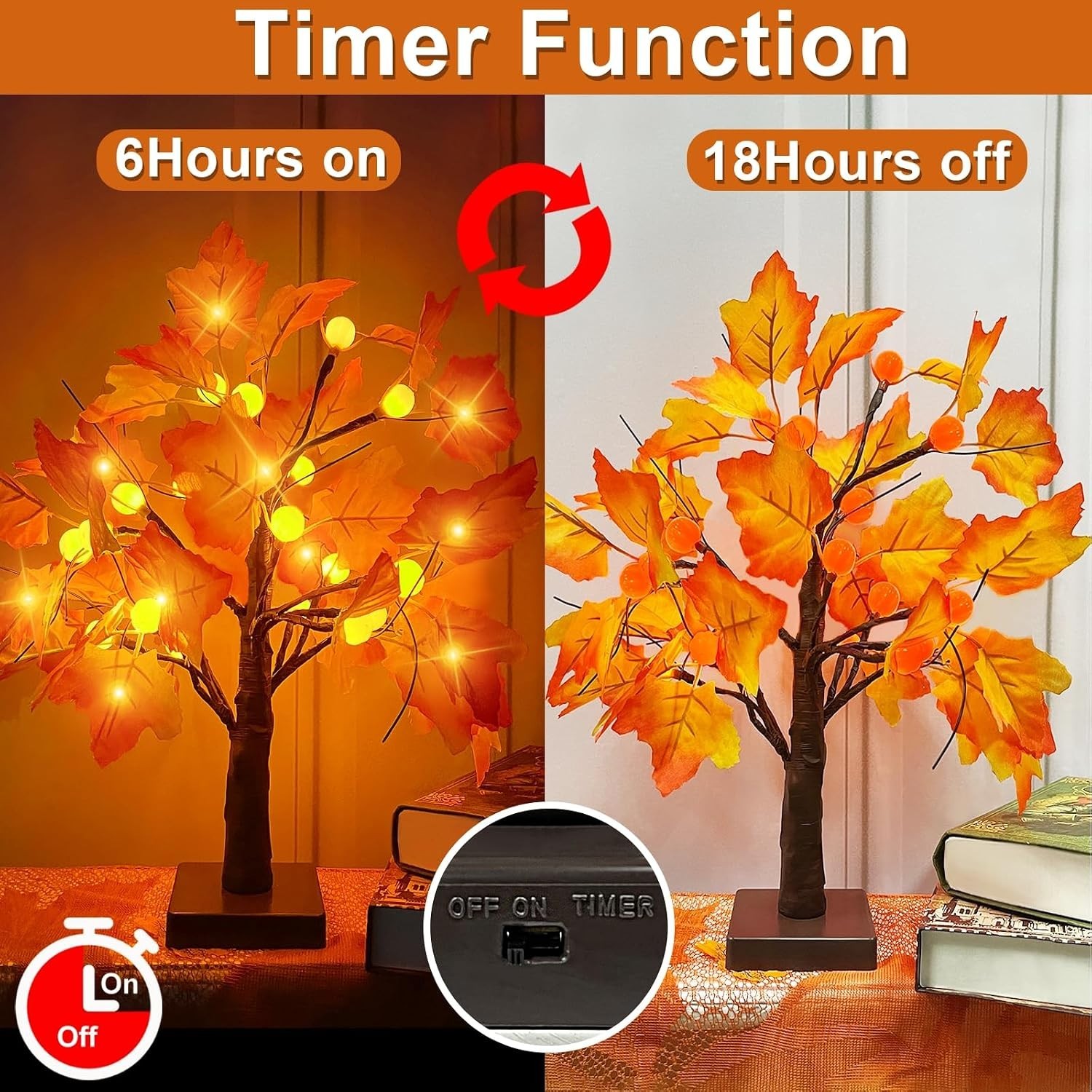 “18”” Lighted Artificial Pumpkin Tree Fall Farmhouse Decorations For Home Table