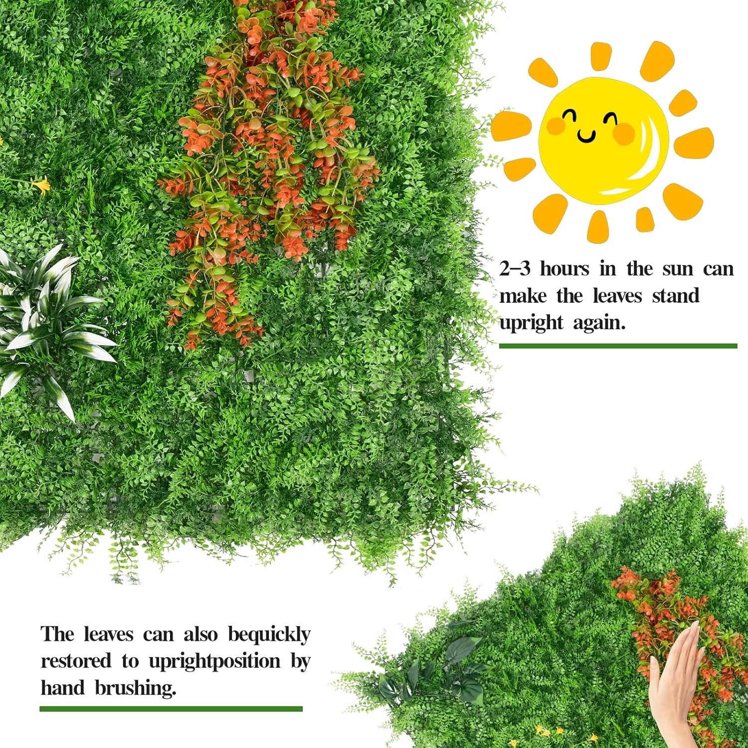 3PC 40×40″ Faux Greenery In/Outdoor UV Resistant Privacy Fence Screen Wall Panel