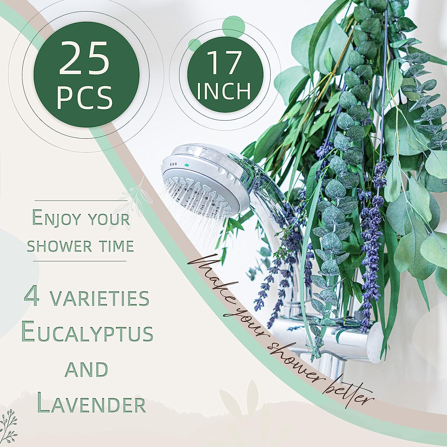 4 Kinds Fresh Eucalyptus & Lavender Flowers Bundles for Shower & Home Decor