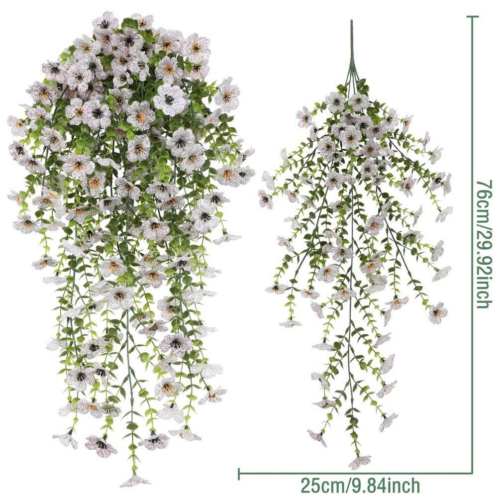 76cm Artificial Eucalyptus Vine with Violet Silk Flowers for Outdoor Decoration