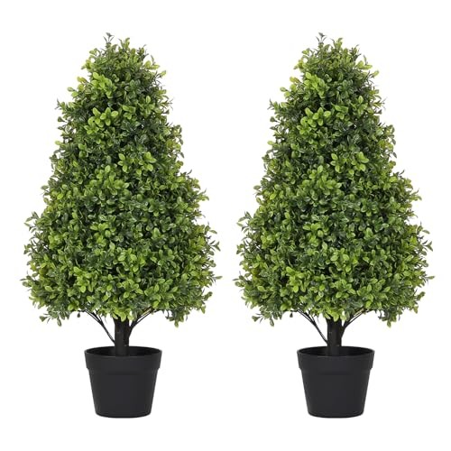 30″ Artificial Boxwood Faux Plants Outdoor, UV 30in Boxwood Light Green