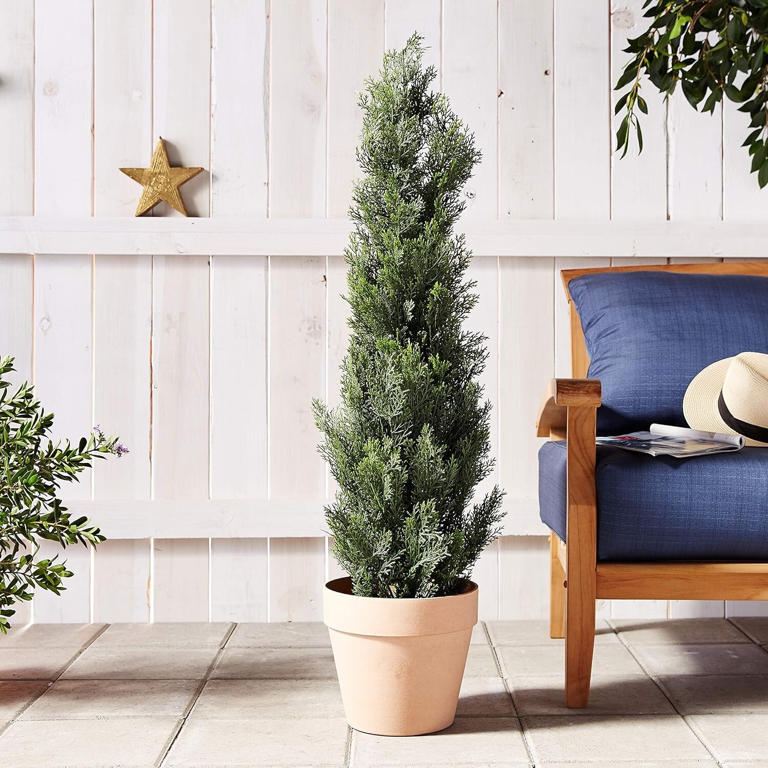 Elegant 4FT Faux Cedar Pine Tree with Bendable Branches for Indoor/Outdoor Decor
