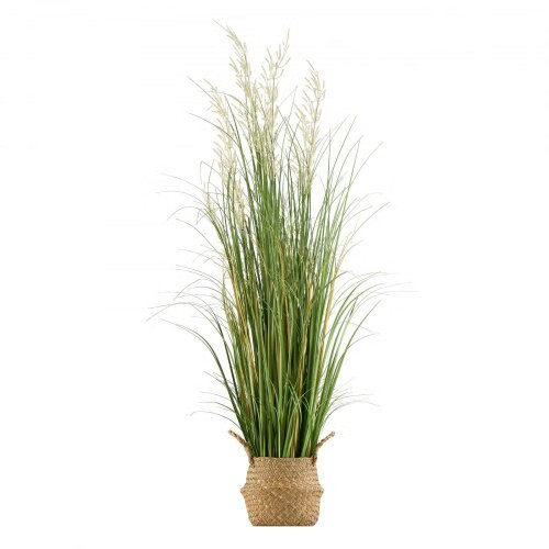 Artificial Grass Plant, 47 inch Reed Flower Grass in Pot, Premium PVC Faux Fake