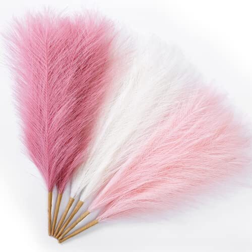 Serwalin Pampas Grass Pink Decor 17.7 Inch 17 Inch 6 Pcs A Blush & Cream & Pink